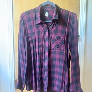 GAP Burgundy and Black Checkered Shirt